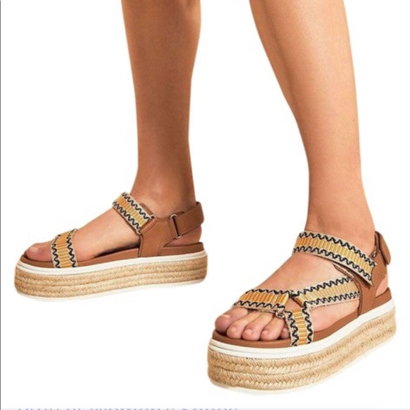 Prada Yellow And Jaquard And Leather Platform Espadrilles - Picture 4 of 5